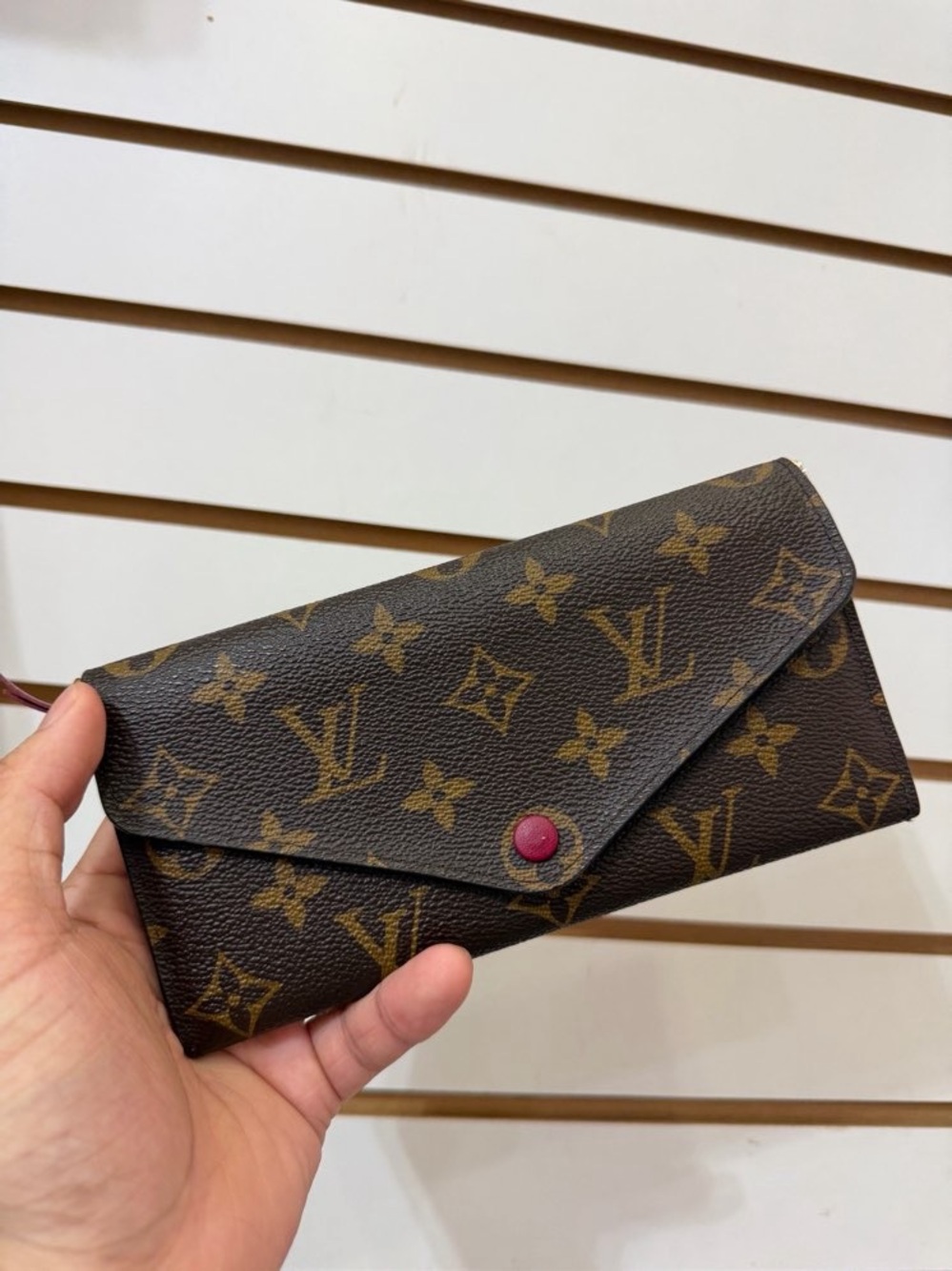 Louis Vuitton Monogram Canvas Wallet with Burgundy Snap